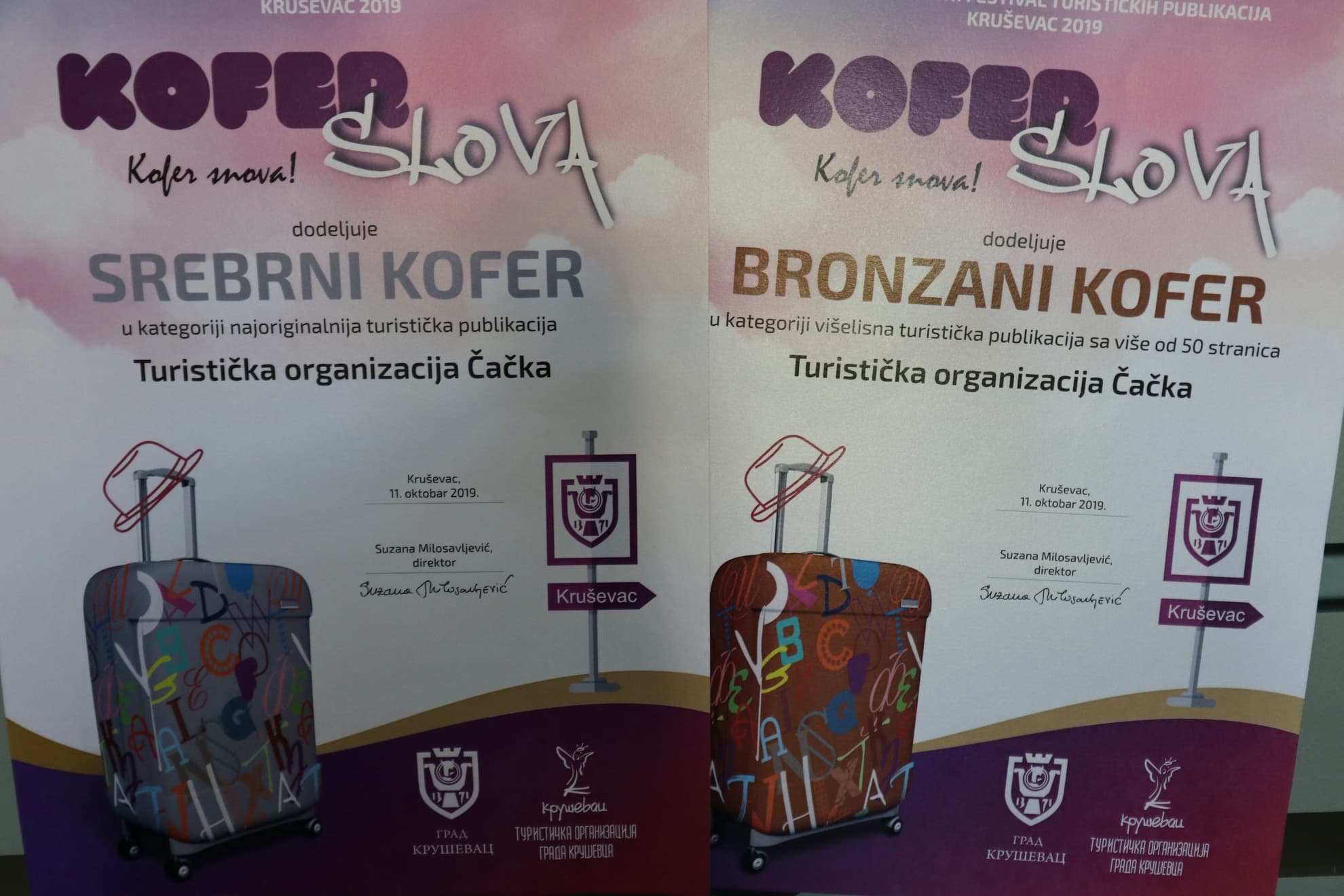 Nagrađene publikacije Turističke organizacije Čačka na Festivalu "Kofer slova"