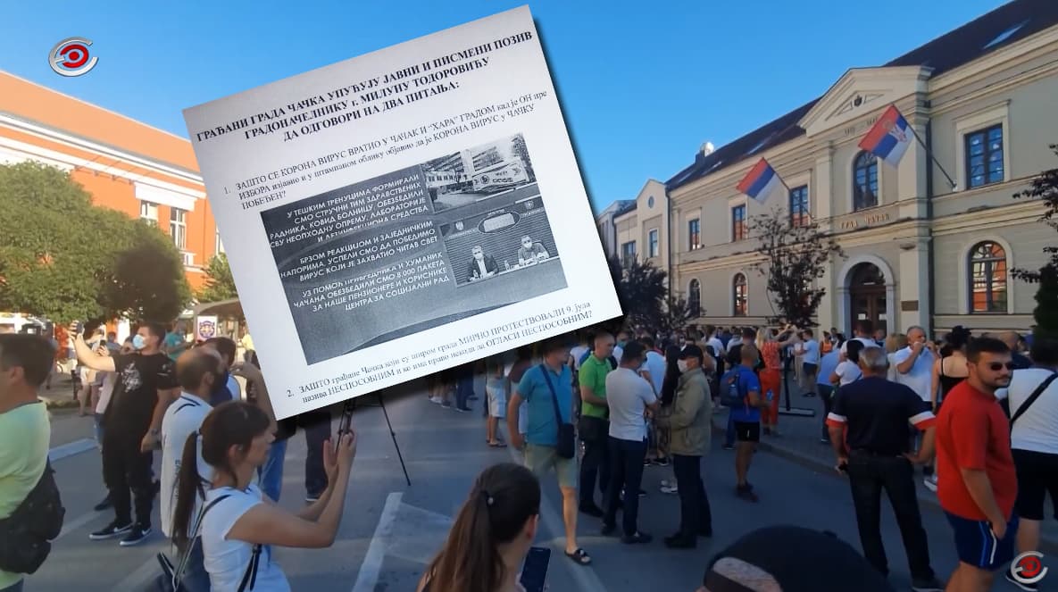 Učesnici protesta u Čačku uputili zvaničan dopis gradonačelniku i postavili mu dva pitanja