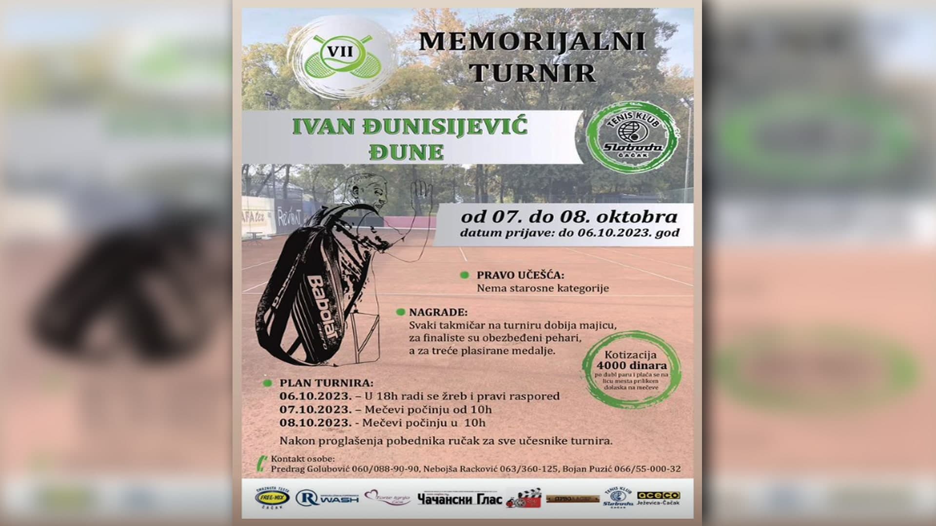 Sedmi Memorijalni turnir Ivan čunisijević čune početkom oktobra
