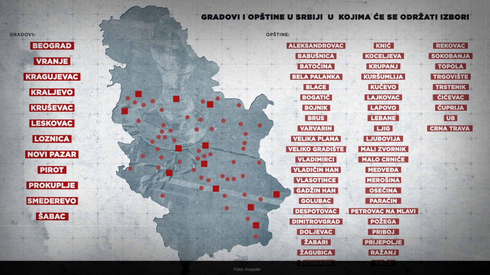 Gradovi i opštine u Srbiji u kojima će se održati izbori (MAPA)