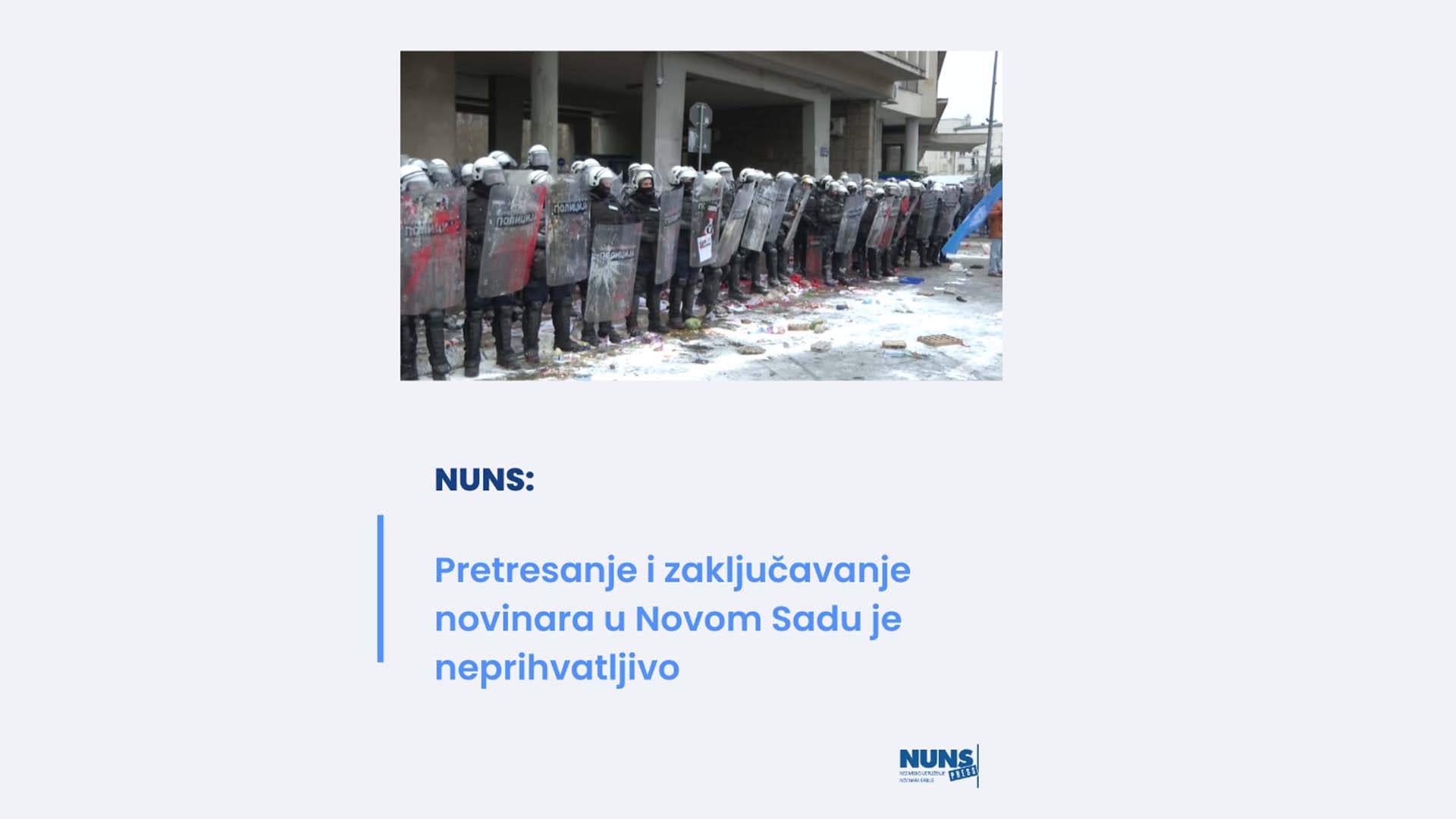 NUNS: Pretresanje i zaključavanje novinara u Novom Sadu je neprihvatljivo
