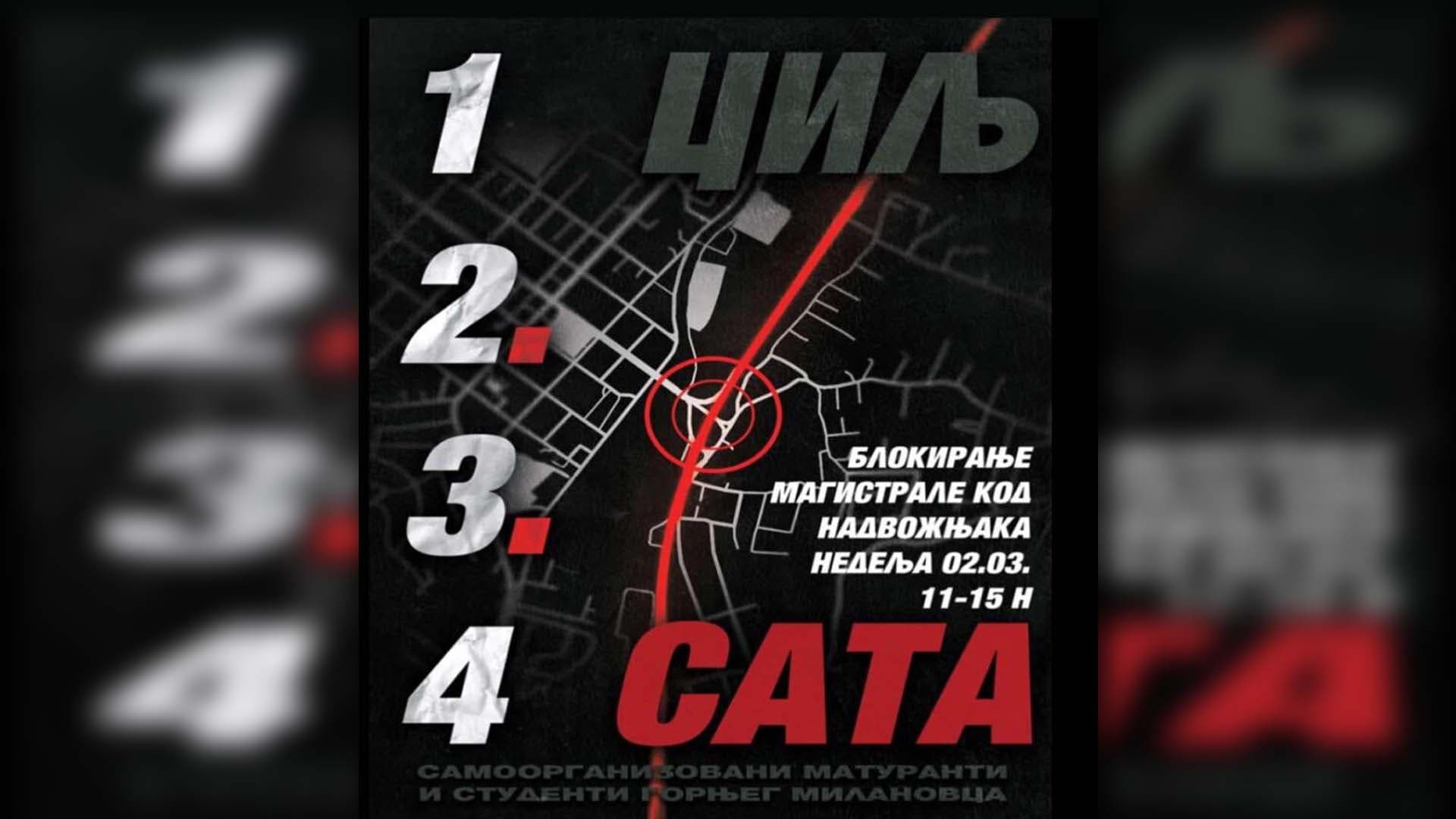 Protest milanovačkih maturanata i studenata: Svi na magistralu na 4 sata u nedelju