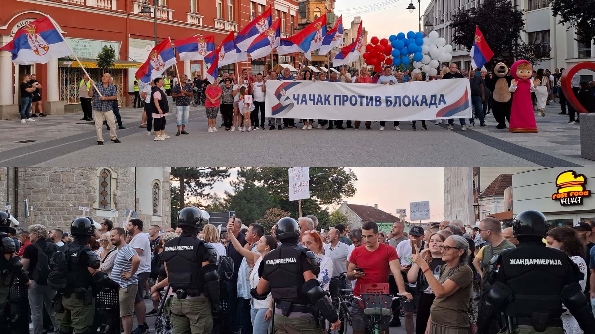 Tenzije u Čačku: Održana dva protesta u isto vreme (VIDEO)