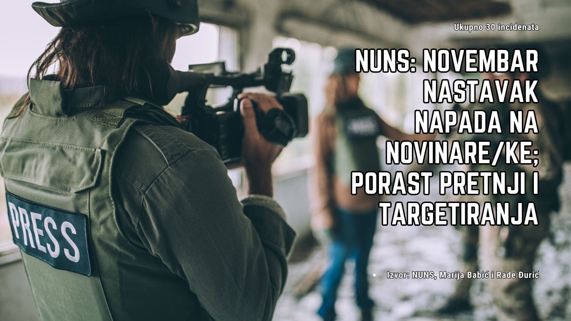 NUNS: Novembar – Nastavak napada na novinare/ke, porast pretnji i targetiranja
