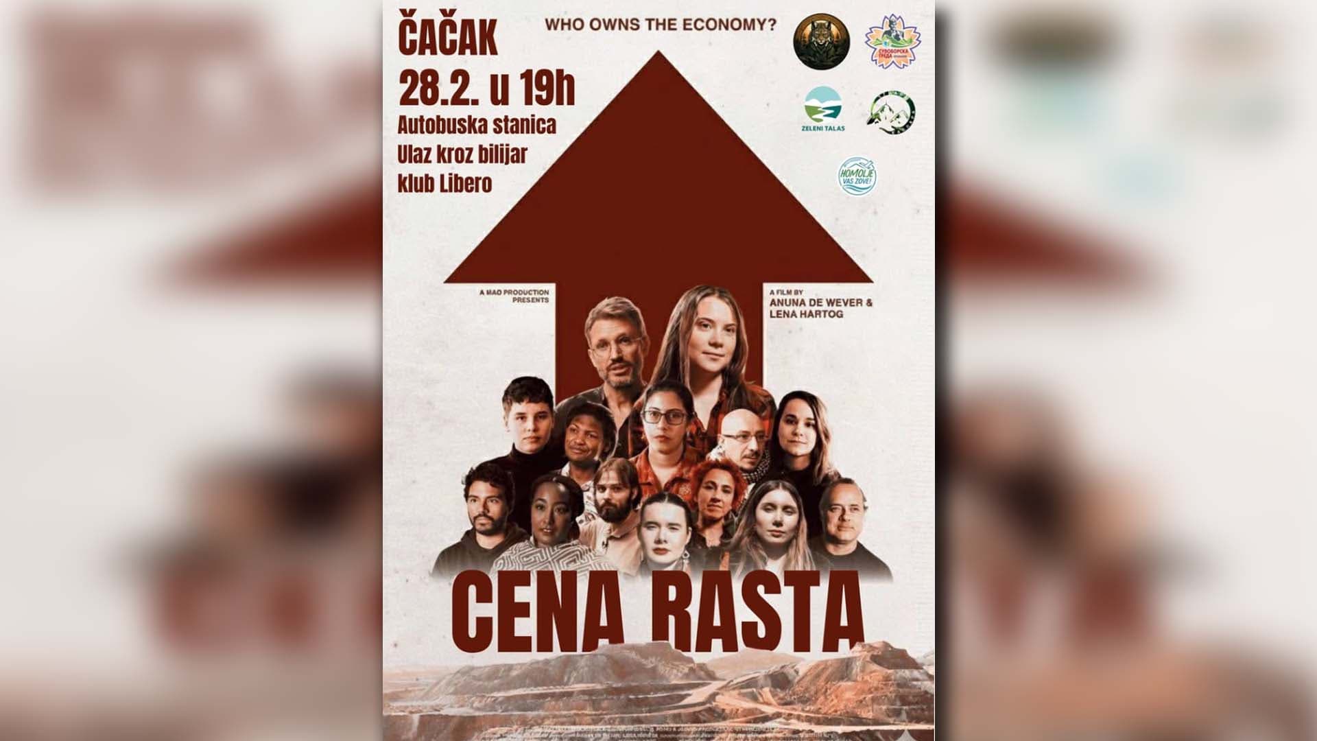"Cena rasta" u Čačku: Projekcija dokumentarnog filma i razgovor o očuvanju prirode