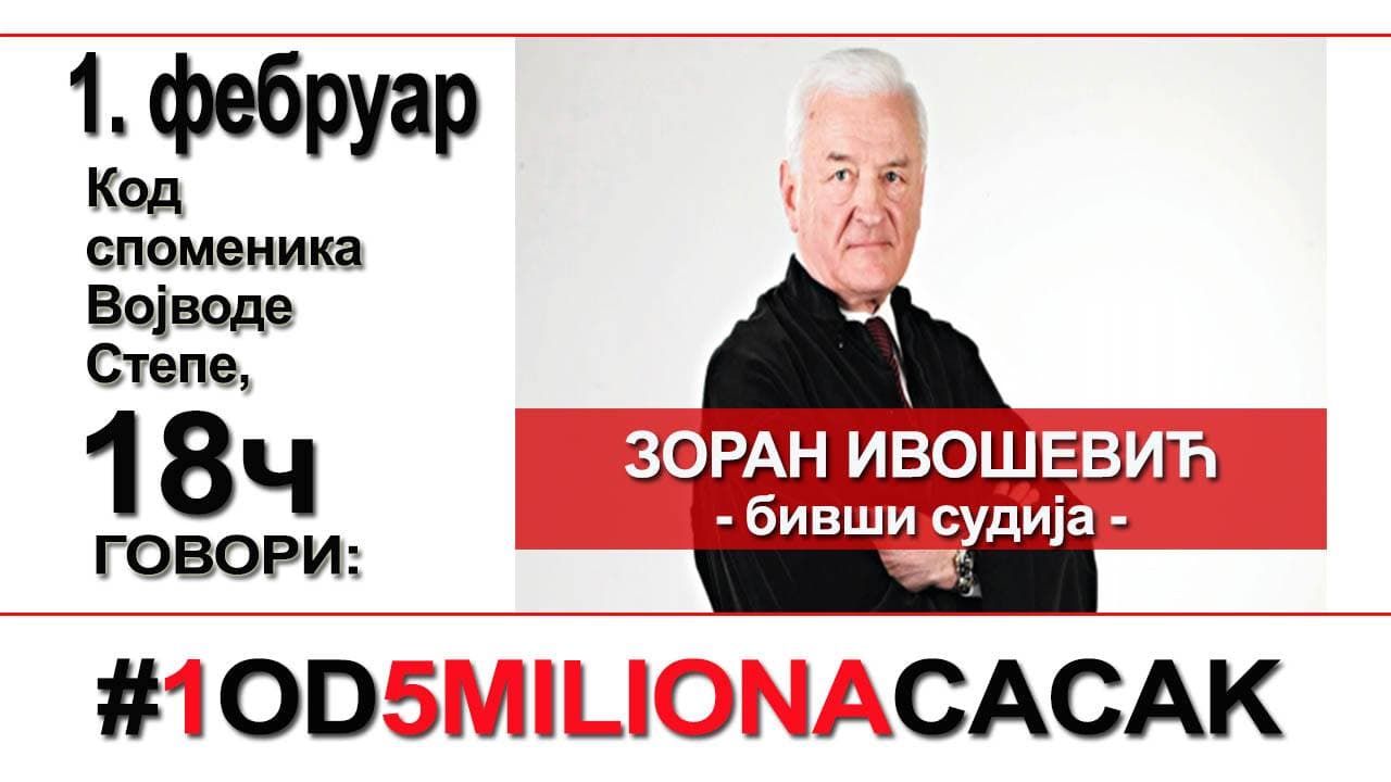 Treći po redu protest "Budi 1 od 5 miliona" u petak u Čačku