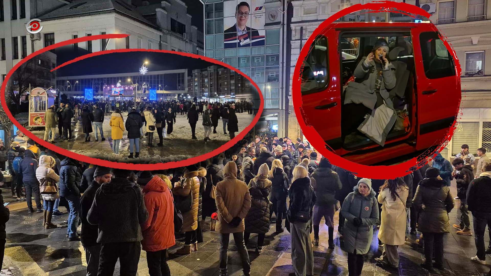 Incidenti na dočeku pravoslavne Nove godine u Čačku, nakon grudvi i skandiranja Ana Bekuta pevala iza bine iz kombije okružena obezbeđenjem (VIDEO)